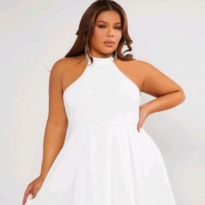 White halter top dress